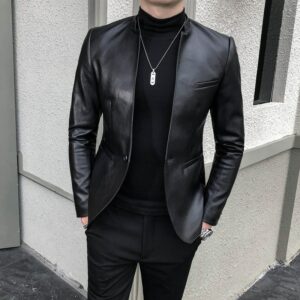 Roupas de marca masculina jaqueta de couro